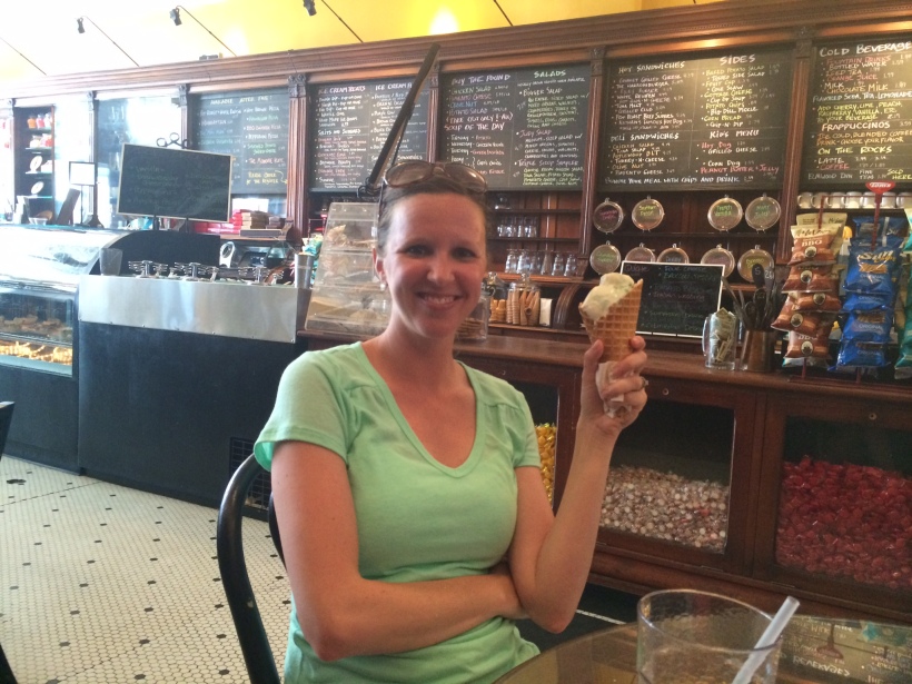 Lunch and ice cream at the Kentucky Fudge Company on Main Street in Harrodsburg. Formerly a drug store dating back to 1865, its decor is as equally good as the food.