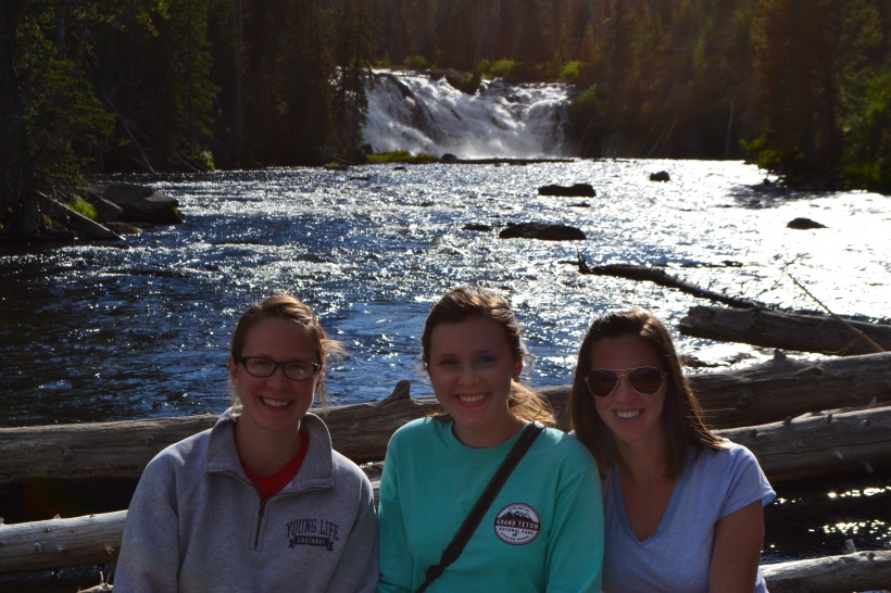 Lewis Falls in Yellowstone Park with two of my sisters.