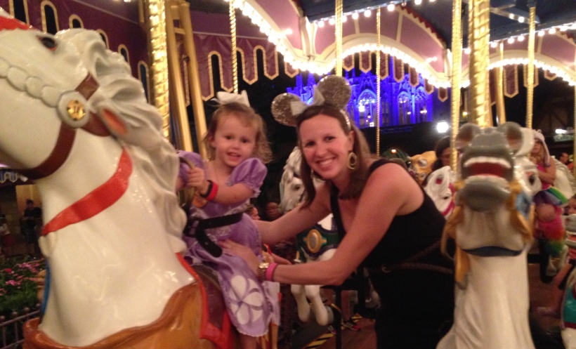 First of several rides on Prince Charming's Carousel.